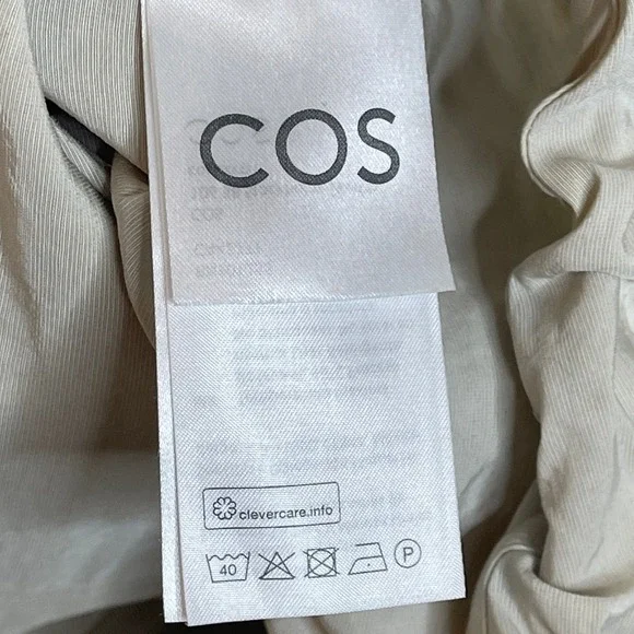 COS Womens XS Beige Hooded Zip Up Utility Jacket Minimalist Stone Windbreaker - Picture 7 of 8